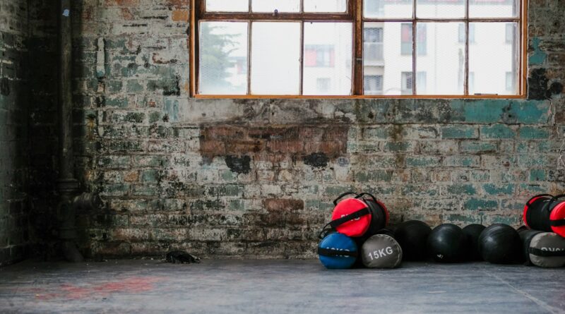 weight bags on the floor near wall